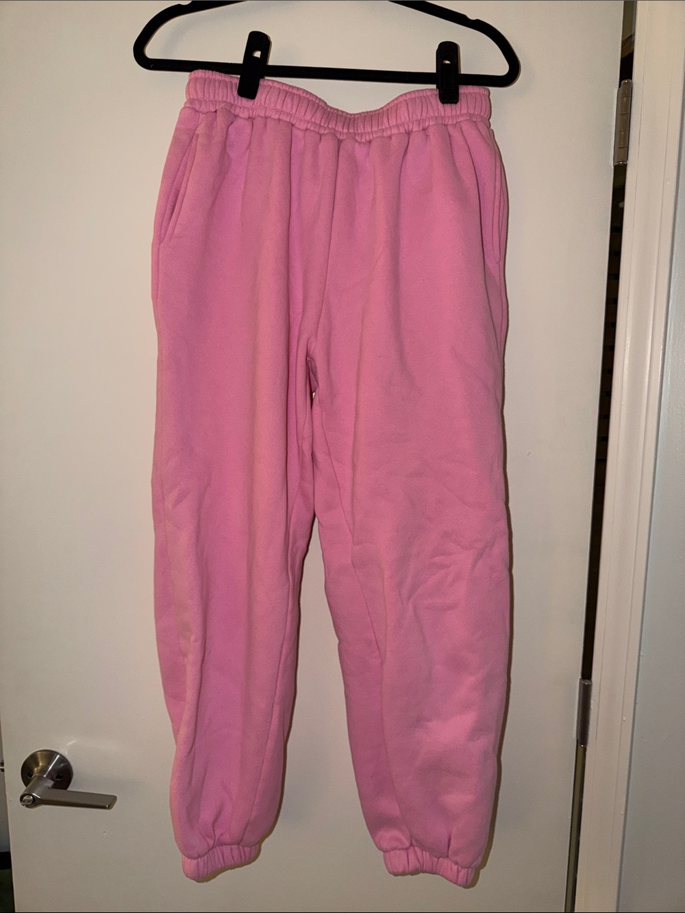 Women's Pink Fleece Joggers with Elastic Waist